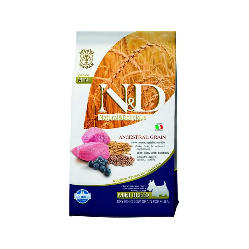 Farmina N&D dog AG adult mini, lamb, spelt, oats & blueberry 2,5 kg