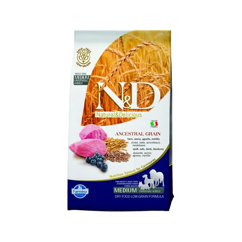 Farmina N&D dog AG adult medium & maxi, lamb, spelt, oats & blueberry 2,5 kg
