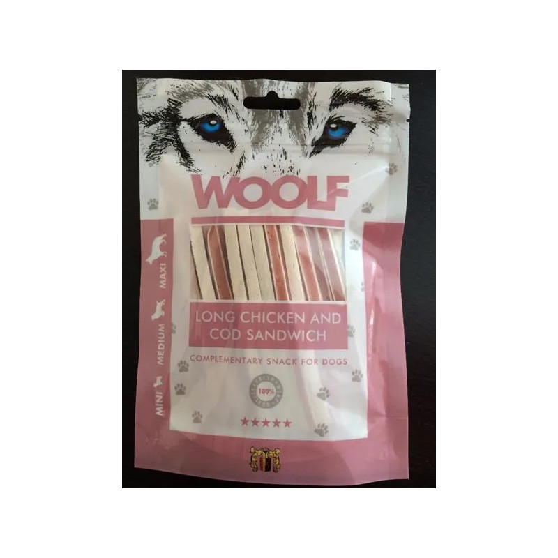 Poslastica Woolf Dog Piletina & Bakalar Mekani sendvič DUGI 100 g