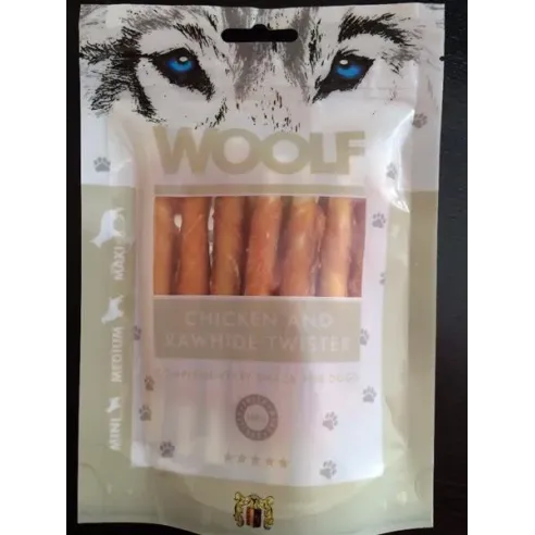 Poslastica Woolf Dog Piletina & Rawhide Twister 100 g