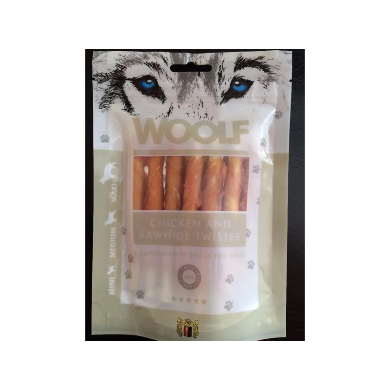 Poslastica Woolf Dog Piletina & Rawhide Twister 100 g
