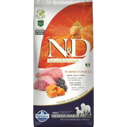 Farmina N&D dog PUMPKIN (GF) adult medium & maxi, lamb & blueberry