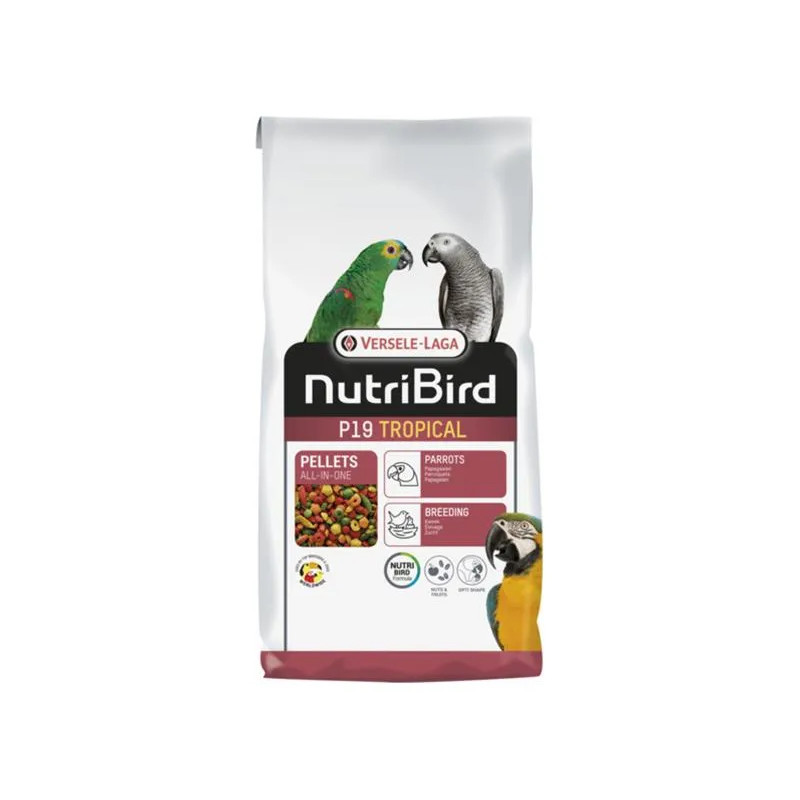 VL NutriBird P19 Tropical- extrudy pre chov, preperovanie a zvýšené nároky veľkých papagájov s tropickým ovocím 10 kg
