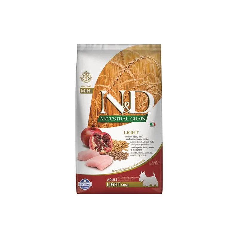 Farmina N&D dog AG adult mini, light, chicken, spelt, oats & pomegranate 2,5 kg