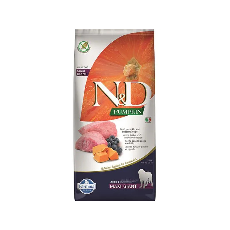 Farmina N&D dog PUMPKIN (GF) adult giant maxi, lamb & blueberry 12 kg