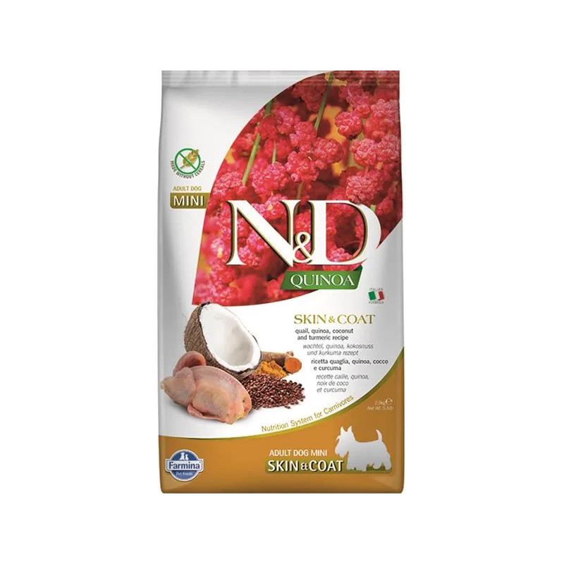 Farmina N&D dog QUINOA (GF) adult mini, skin & coat, quail & coconut 2,5 kg