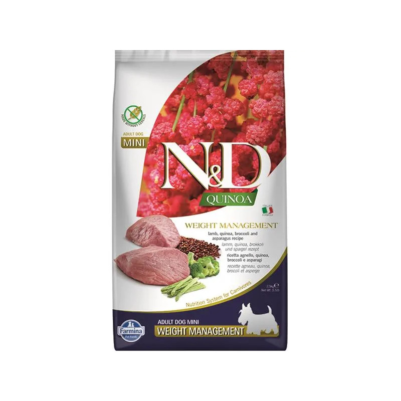 Farmina N&D dog QUINOA (GF) adult mini, weight managment, lamb 2,5 kg