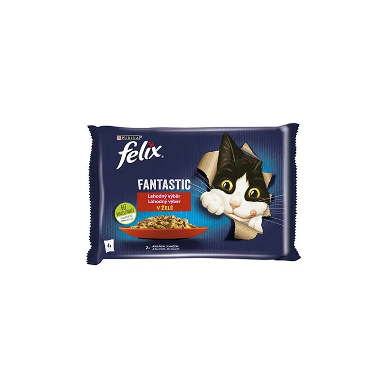 Nestlé FELIX Fantastic Cat Multipack – Zec i janjetina u želeu (4 x 85 g)
