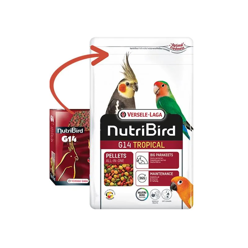 VL Orlux NutriBird G14 Tropical- extrudy pre stredne veľké papagáje s tropickým ovocím  na denné kŕmenie 1 kg
