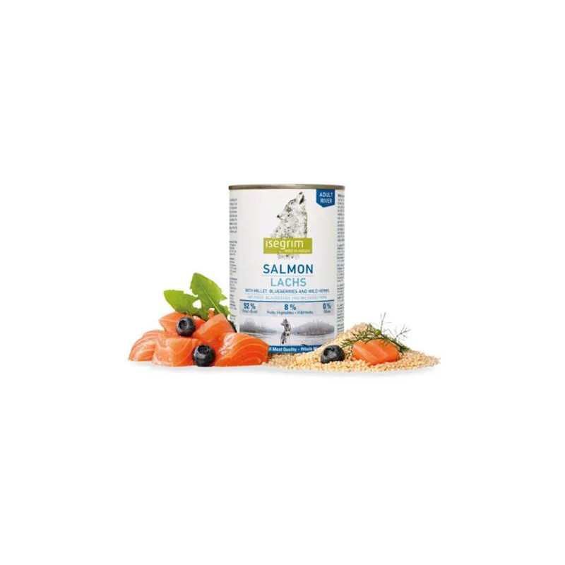 ISEGRIM dog Adult  Salmon with Millet, Blueberries & Wild Herbs  bal. 6 x 800 g konzerva