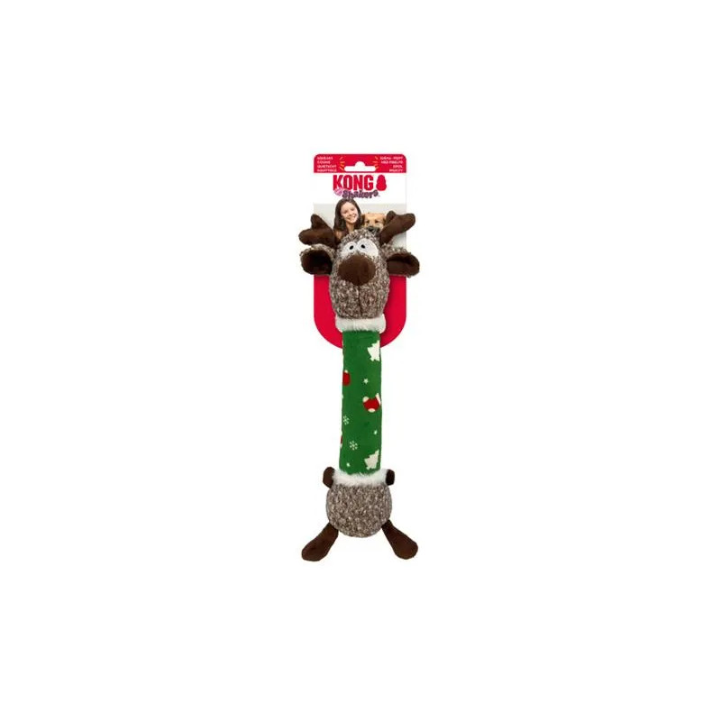 Hračka Kong Dog Holiday Shaker Luvs Reindeer s pískatkom, polyester, M