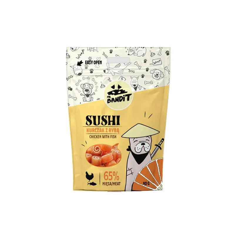 Pamlsok Mr. Bandit sushi chicken & fish 80g
