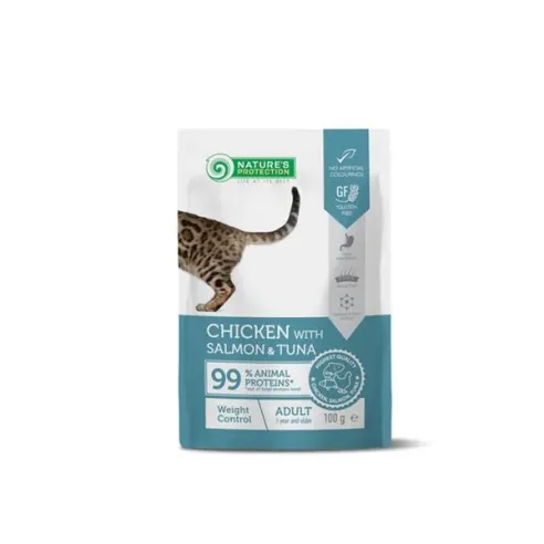 Natures P KAPSICE cat adult kontrola težine piletina, losos i tuna 22 x 100 g