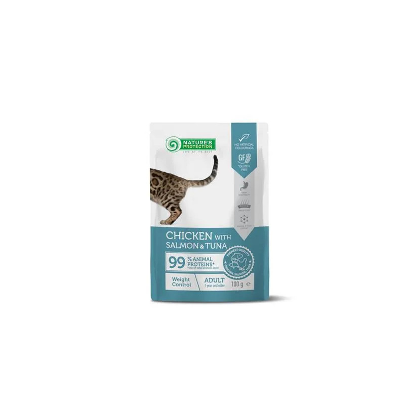 Natures P KAPSICE cat adult kontrola težine piletina, losos i tuna 22 x 100 g