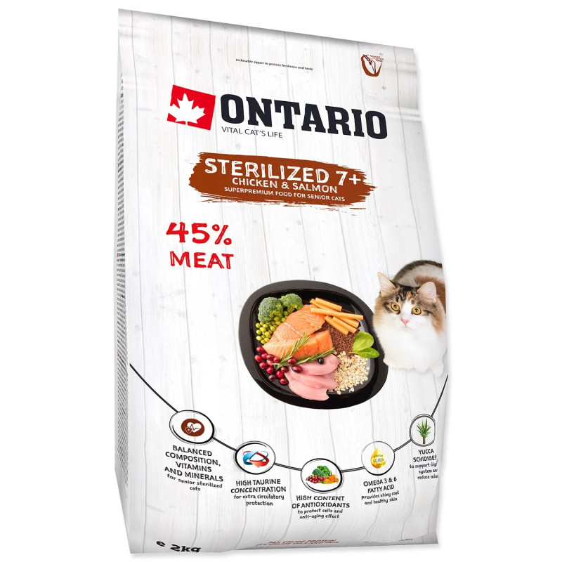 Hrana za mačke Ontario Cat Sterilised 7+ 2kg
