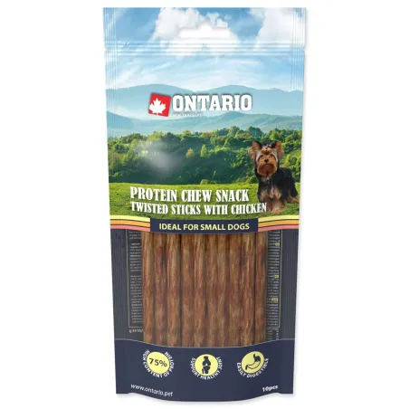 Poslastica Ontario Protein piletina, žvakaći uvijeni štapić 10 kom, 12,7 cm, Mali
