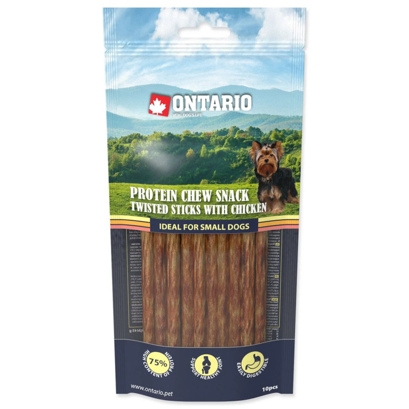Poslastica Ontario Protein piletina, žvakaći uvijeni štapić 10 kom, 12,7 cm, Mali