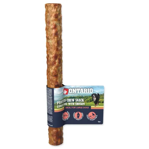 Poslastica Ontario Protein piletina, žvakaća rolka velika 25,4 cm, Large
