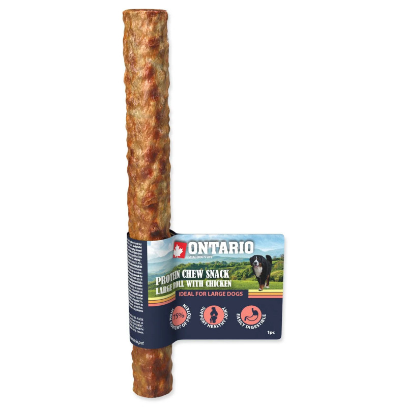 Poslastica Ontario Protein piletina, žvakaća rolka velika 25,4 cm, Large