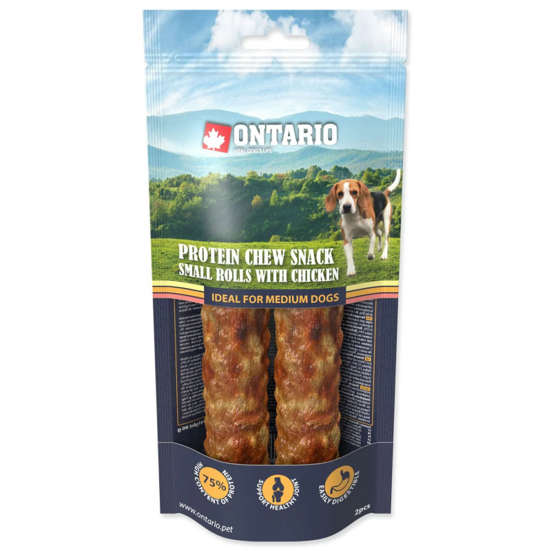 Poslastica Ontario Protein piletina, žvakaća rolna mala 2 kom 12,7cm, Medium