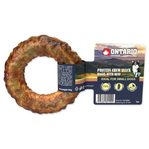 Poslastica Ontario Protein goveđe, žvakaći bagel 8,9cm, Small