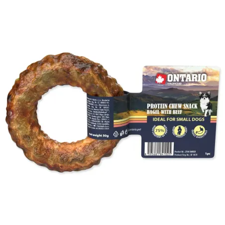 Poslastica Ontario Protein goveđe, žvakaći bagel 8,9cm, Small