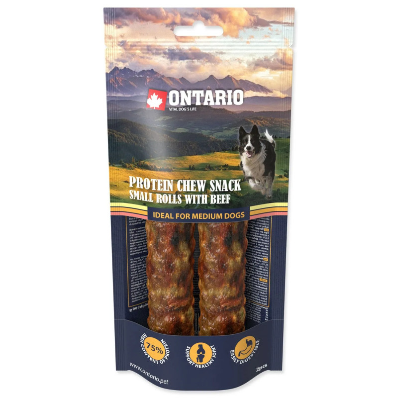 Ontario Protein goveđa žvakaća rolka mala 2 kom 12,7 cm Medium