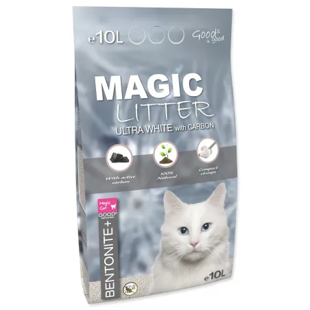 Mačja stelja Magic Litter Bentonite Ultra White s aktivnim ugljenom 10L/9kg