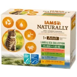Iams Naturally Cat kolekcija Land & Sea 12 x 85 g