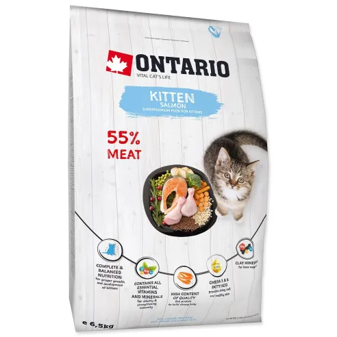 Hrana za mačiće Ontario Kitten Salmon 6,5 kg