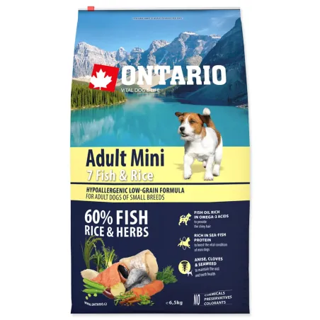 Hrana Ontario Adult Mini Fish & Rice 6,5 kg