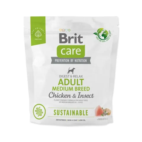 Hrana Brit Care Dog Sustainable Adult za odrasle srednje pasmine, piletina i insekti 1 kg
