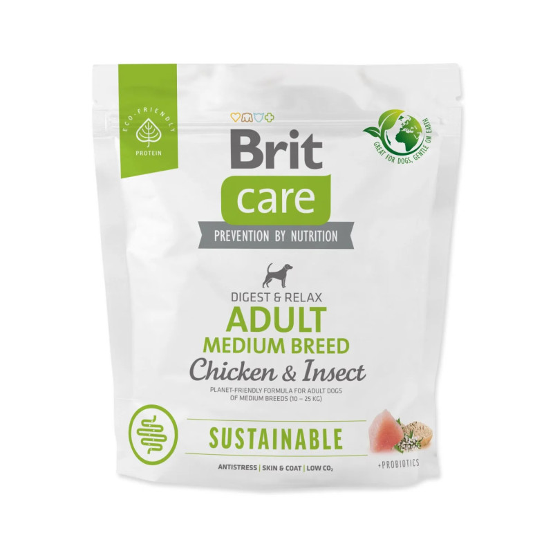 Hrana Brit Care Dog Sustainable Adult za odrasle srednje pasmine, piletina i insekti 1 kg