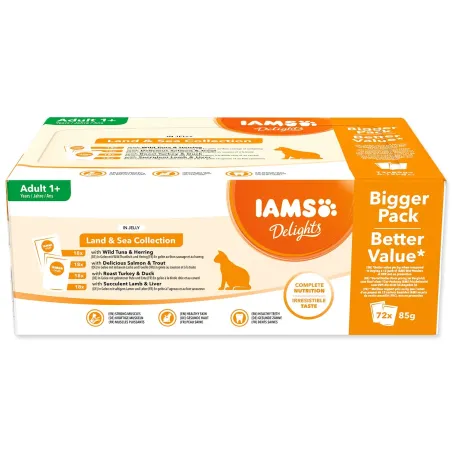 Kapsice IAMS Delights morsko i kopneno meso u želeu multipack (72x85g)