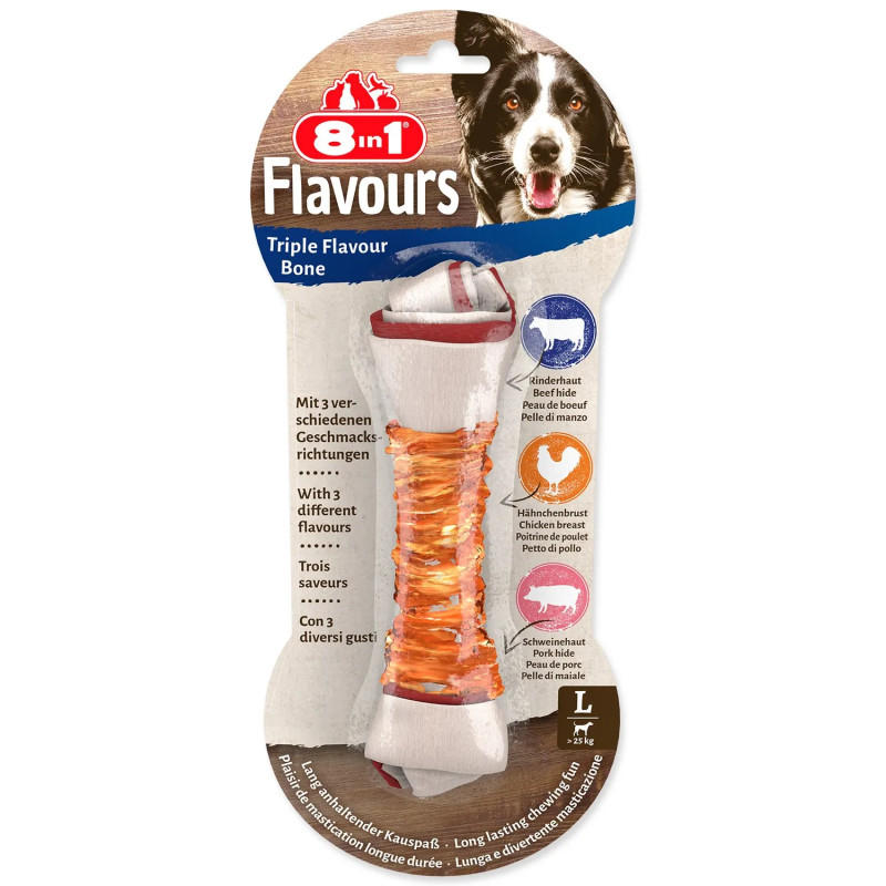 Poslastica 8in1 Triple Flavour žvakaća kost L