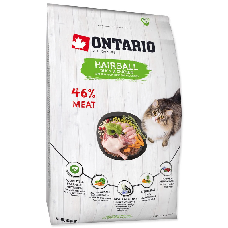 Hrana Ontario Cat Hairball 6,5 kg