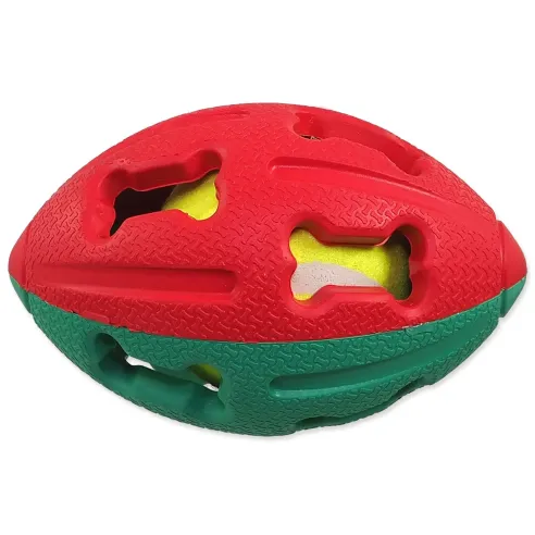 Lopta Dog Fantasy gumena rugby s teniskom lopticom mix boja 12,5 cm