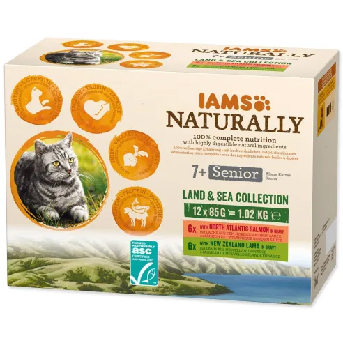 Kapsička IAMS Naturally Senior ryblje i janjeće meso v umaku multipack 1020g (12x85g)
