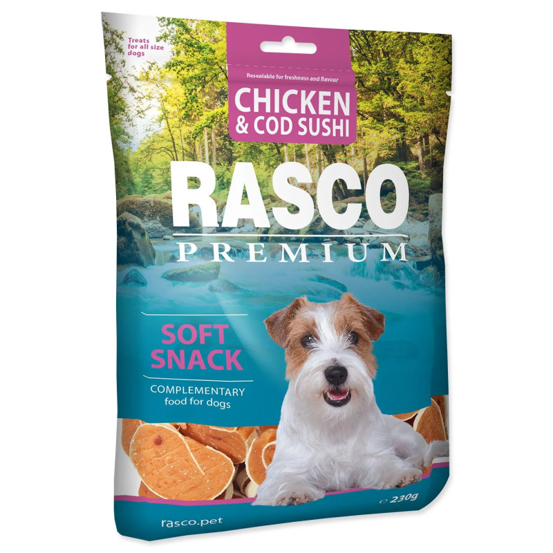 Poslastica Rasco Premium piletina i bakalar, sushi 230g