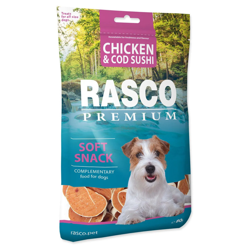 Poslastica Rasco Premium piletina i treska, sushi 80g