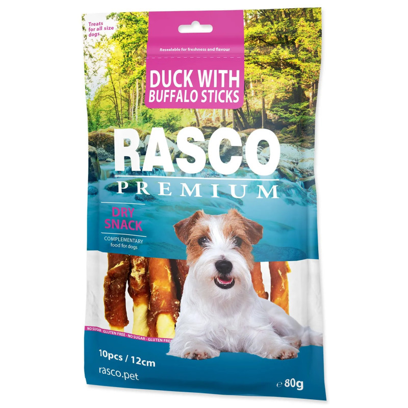 Poslastica Rasco Premium bivolja koža u oblozi od patke, štapići 80 g