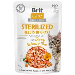 Kapsica Brit Care Cat Sterilized losos i tuna, fileti u umaku 85 g