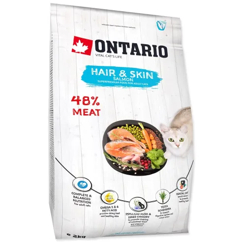 Hrana za mačke Ontario Cat Hair & Skin 2 kg