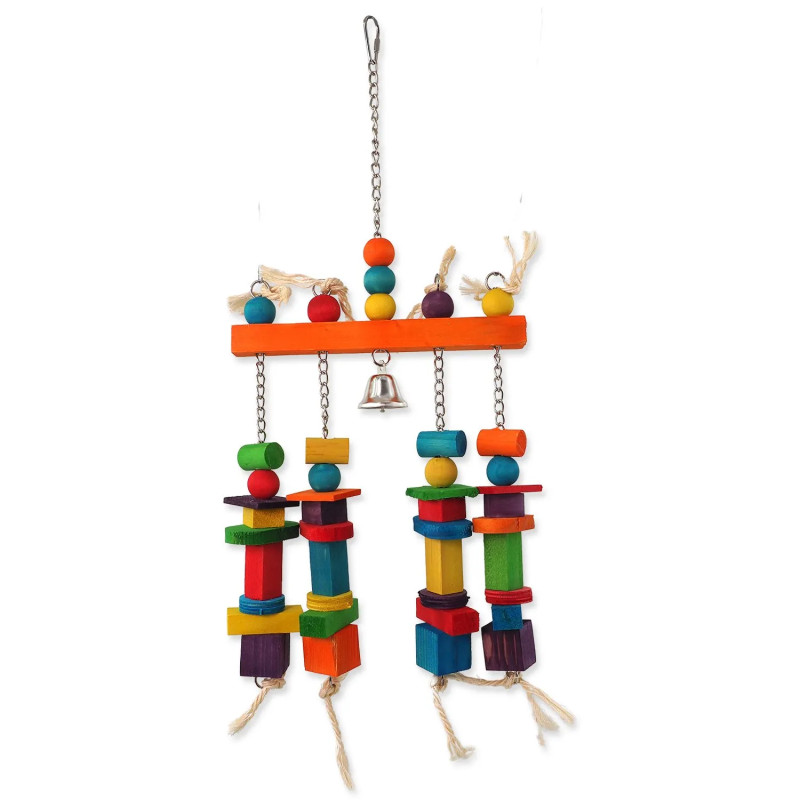 Igračka Bird Jewel viseća s šarenim vratima i zvončićem 55x20cm