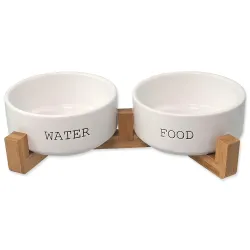 Set Dog Fantasy keramičkih zdjela sa postoljem bijele boje 2x 13x5,5cm, 400ml