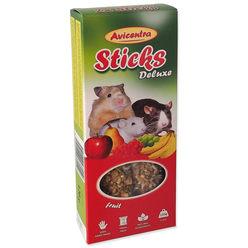 Štapić Avicentra Deluxe za malog glodavca, s voćem, 2 kom