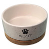 Keramička zdjela za psa Dog Fantasy, bijela WOOF s podloškom 13x5,5cm, 400ml
