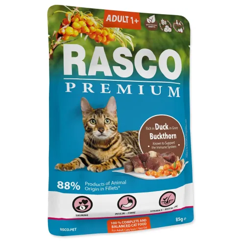 Kapsička Rasco Premium Adult patka s rakitnjakom 85 g
