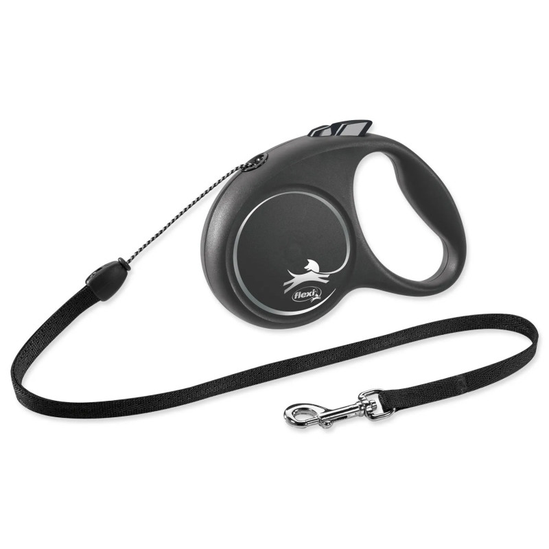 Povodac Flexi Black Design lanko S crni 5 m