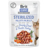 Kapsička Brit Care Cat Sterilized pačetina i puretina, fileti u želeu 85 g